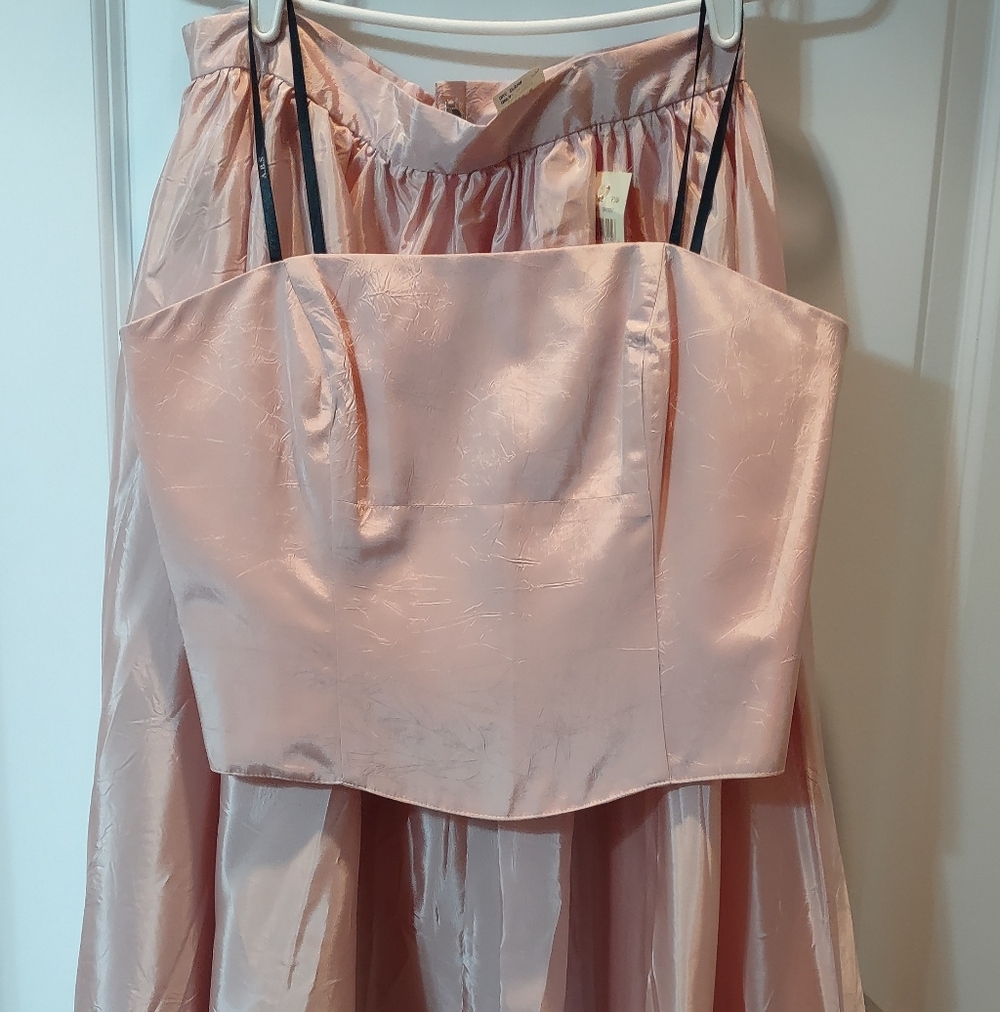 Elegant Pink Satin Taffeta Two-Piece Dress NWT, Y2K Prom